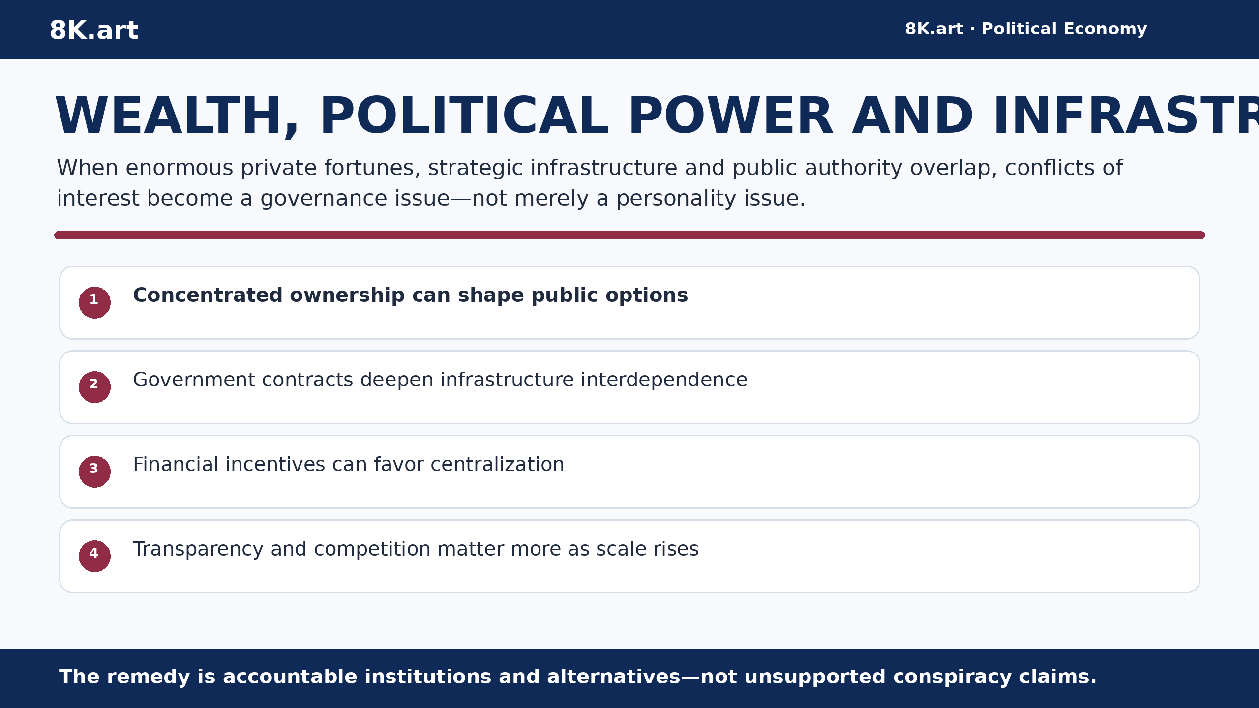 WEALTH, POLITICAL POWER AND INFRASTRUCTURE ARE CONVERGING